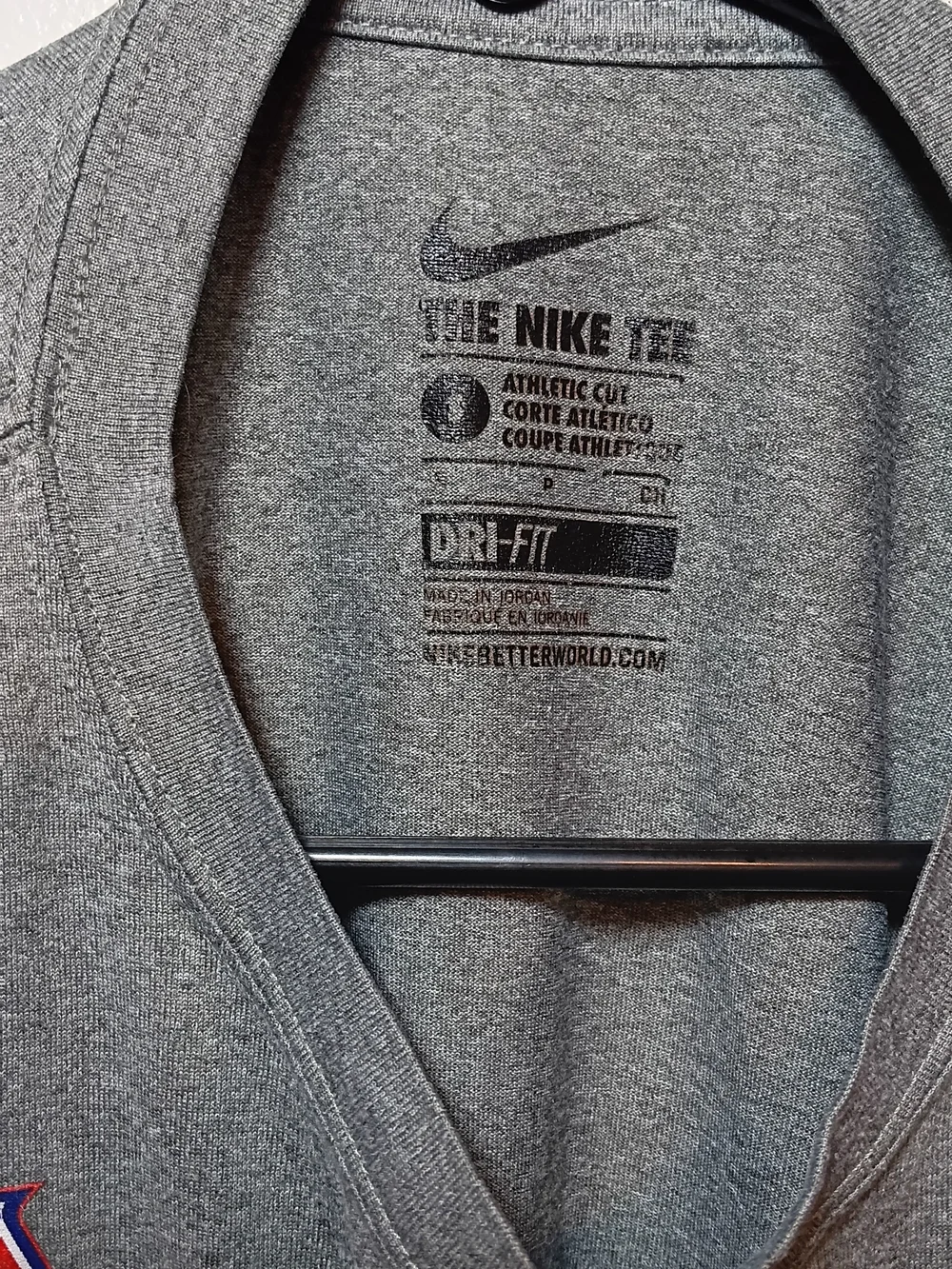 Nike Gray Long Sleeve Dri-FIT Shirt with Red American Patch